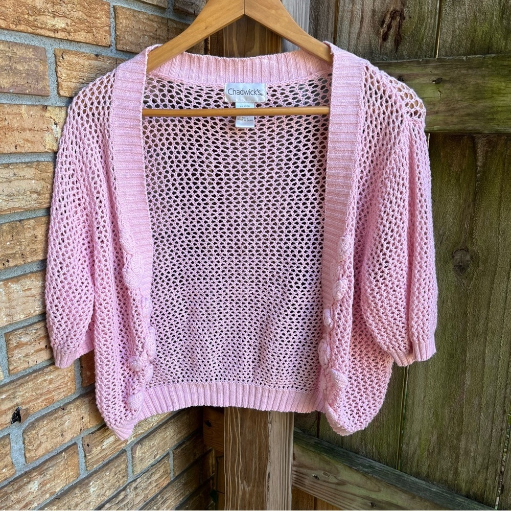 Chadwicks Light Pink Open-Knit Cardigan